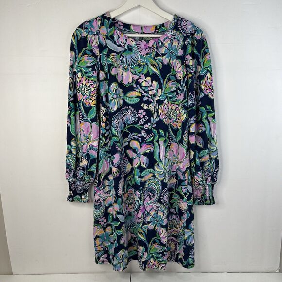 Lilly Pulitzer Size XS Diann Dress High Tide Navy She’s Got Sol Floral Women's - Picture 4 of 14